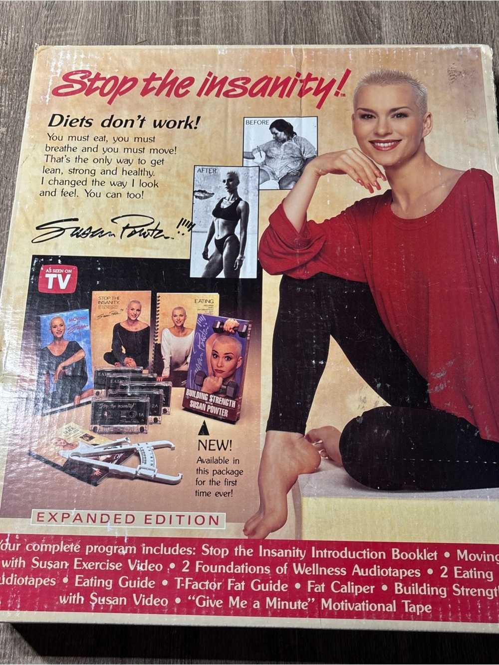 Susan Powter Stop the Insanity Diet Program VHS+Audio Cassette Tape Fat Caliper